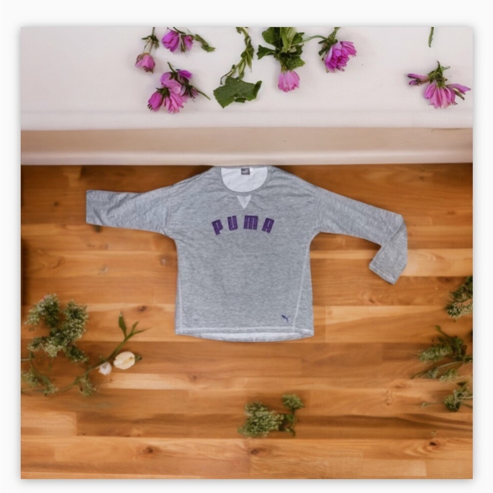 Women’s Sz S LOGO Puma Sweatshirt -Grey w/Purple -crew neck EUC-Sz S - Picture 4 of 12